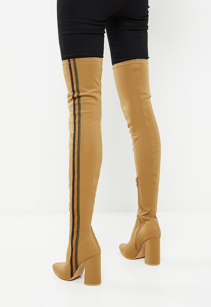Seduction - Racer stripe over the knee boot - taupe