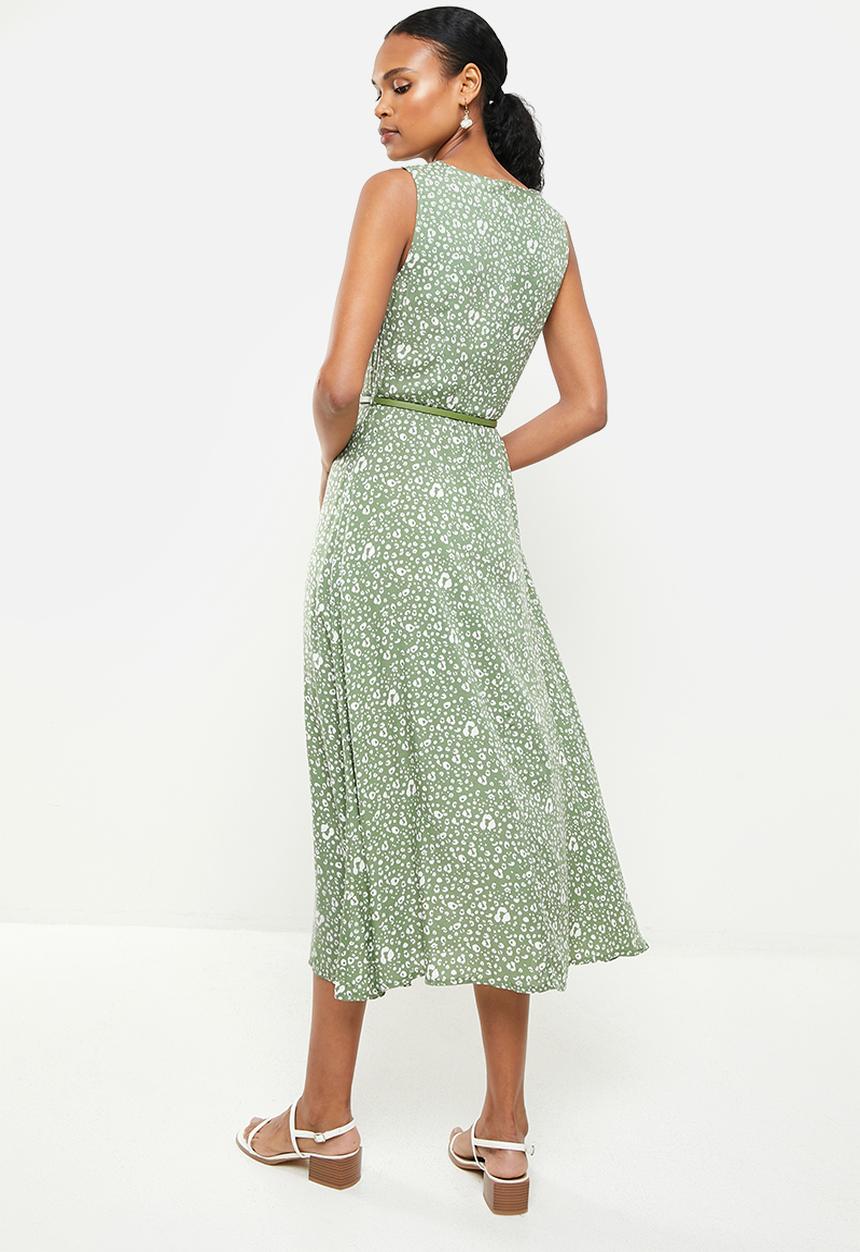 Stella Morgan - Sleeveless maxi ditsy print dress - green