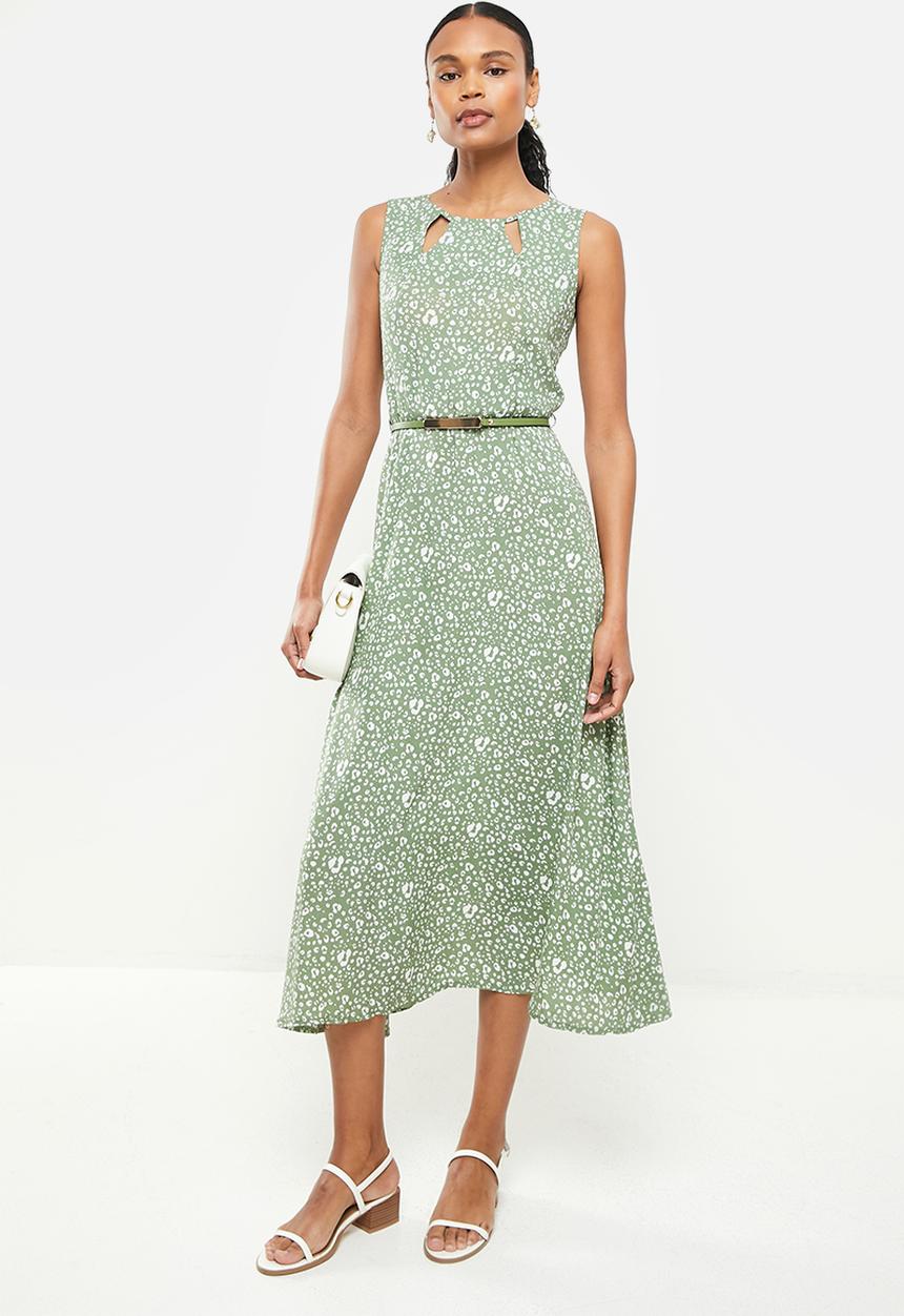 Stella Morgan - Sleeveless maxi ditsy print dress - green