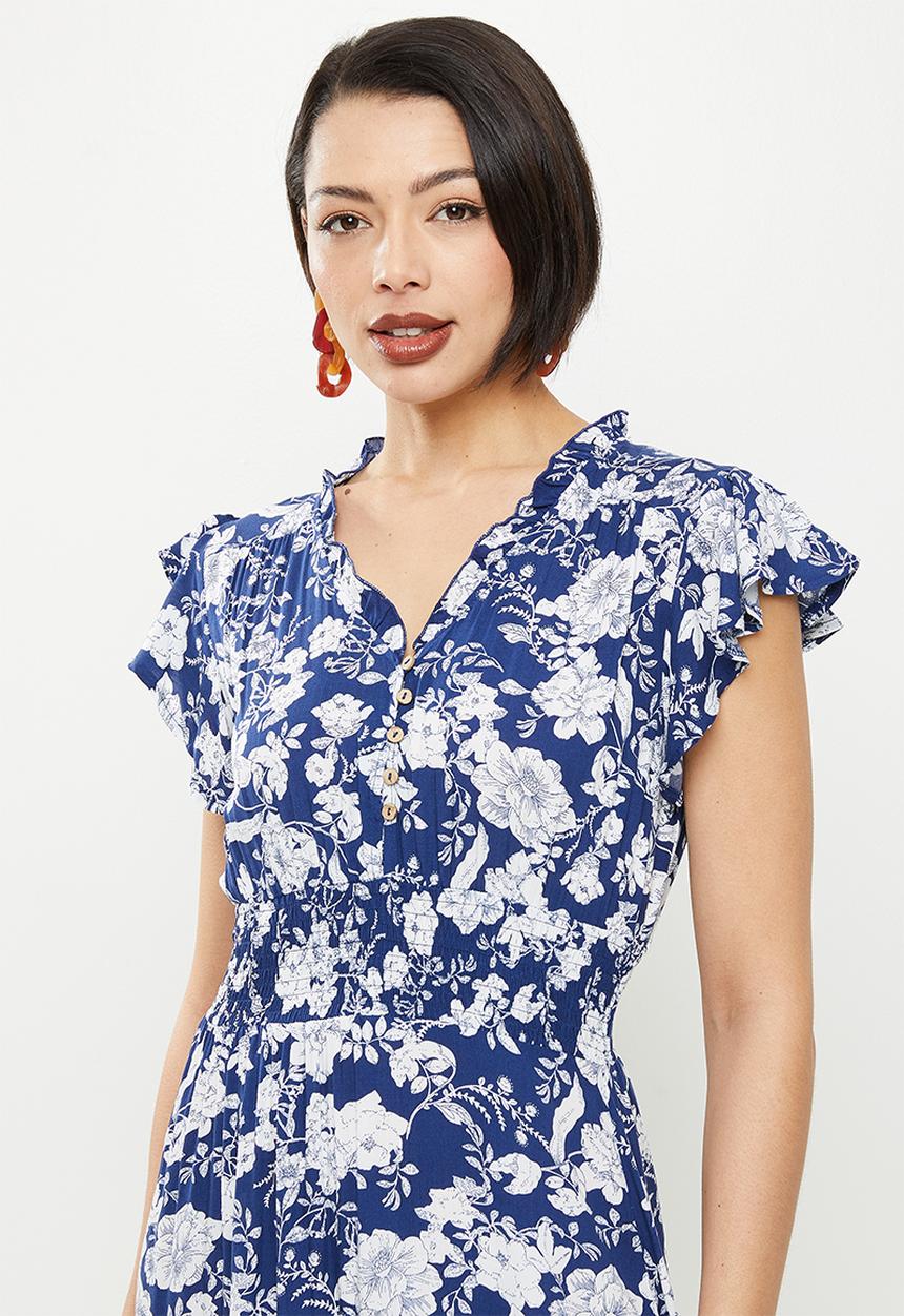 Stella Morgan - Floral printed midi dress - navy
