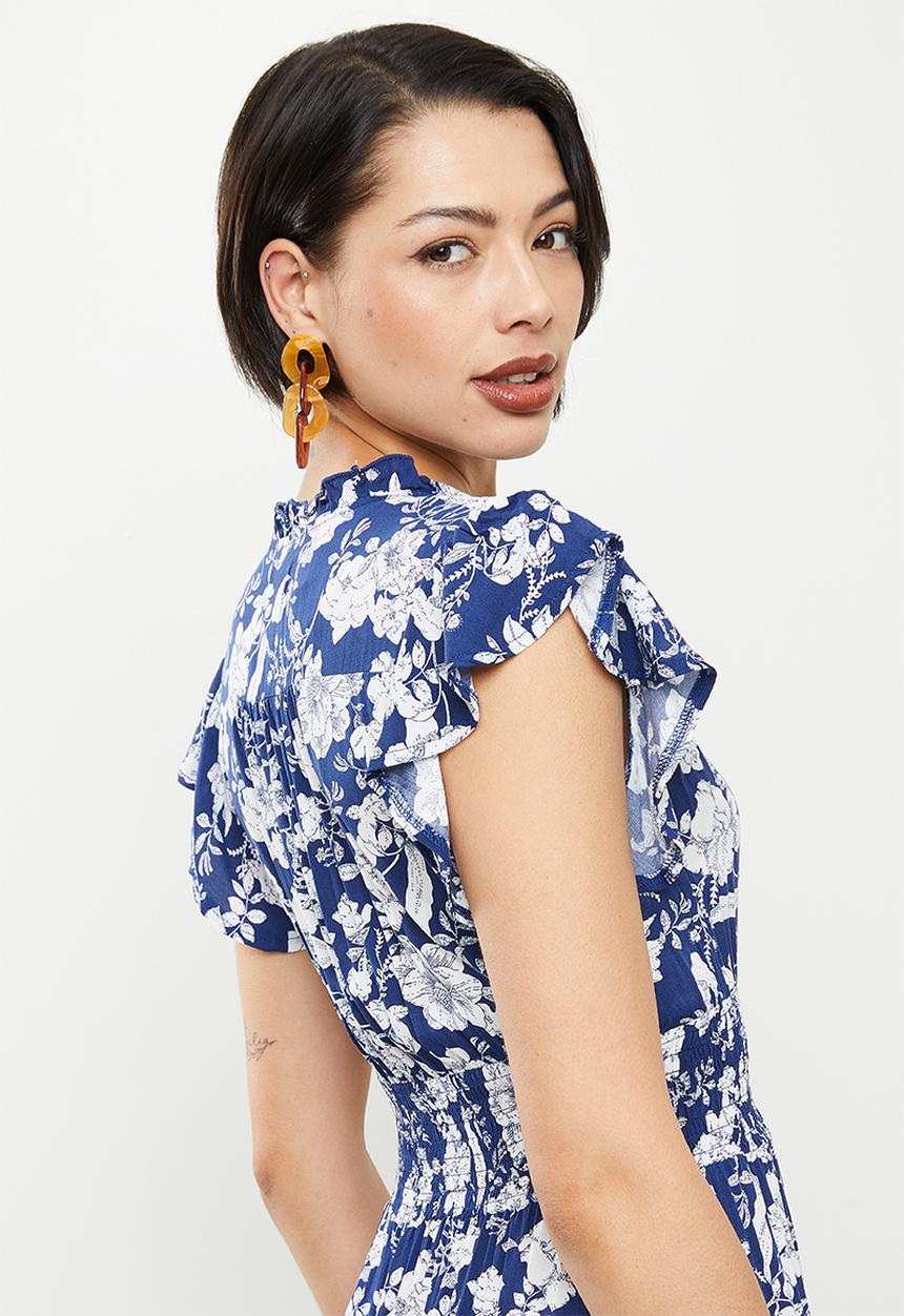 Stella Morgan - Floral printed midi dress - navy