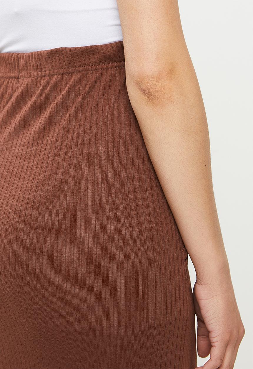 Missguided - Maternity two pack ribbed midi skirt - brown & grey 