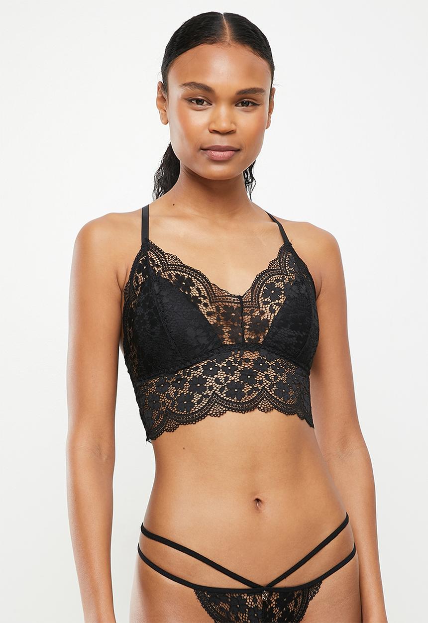 KANGOL - Longline bralette t-back removable cups - black