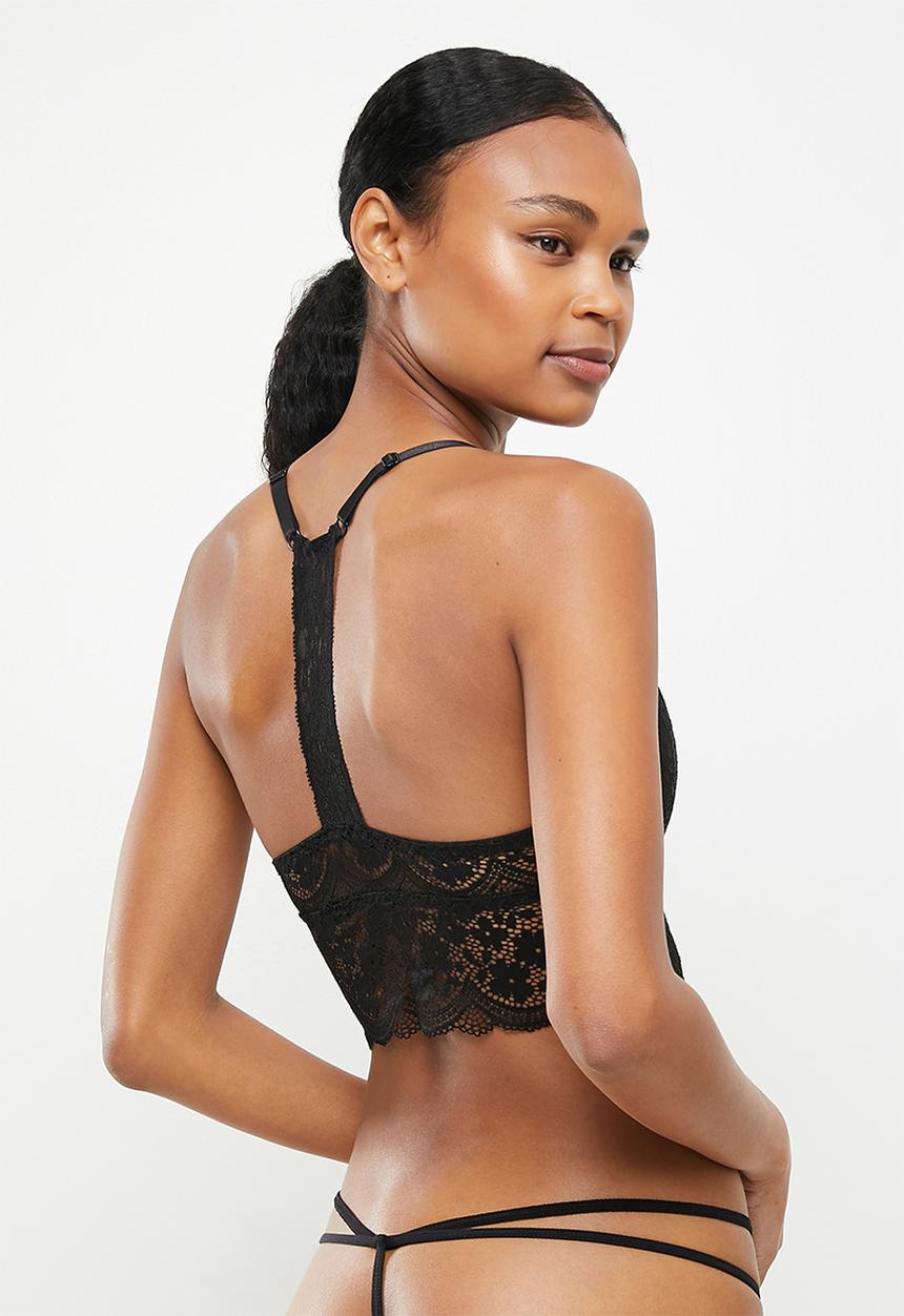 KANGOL - Longline bralette t-back removable cups - black