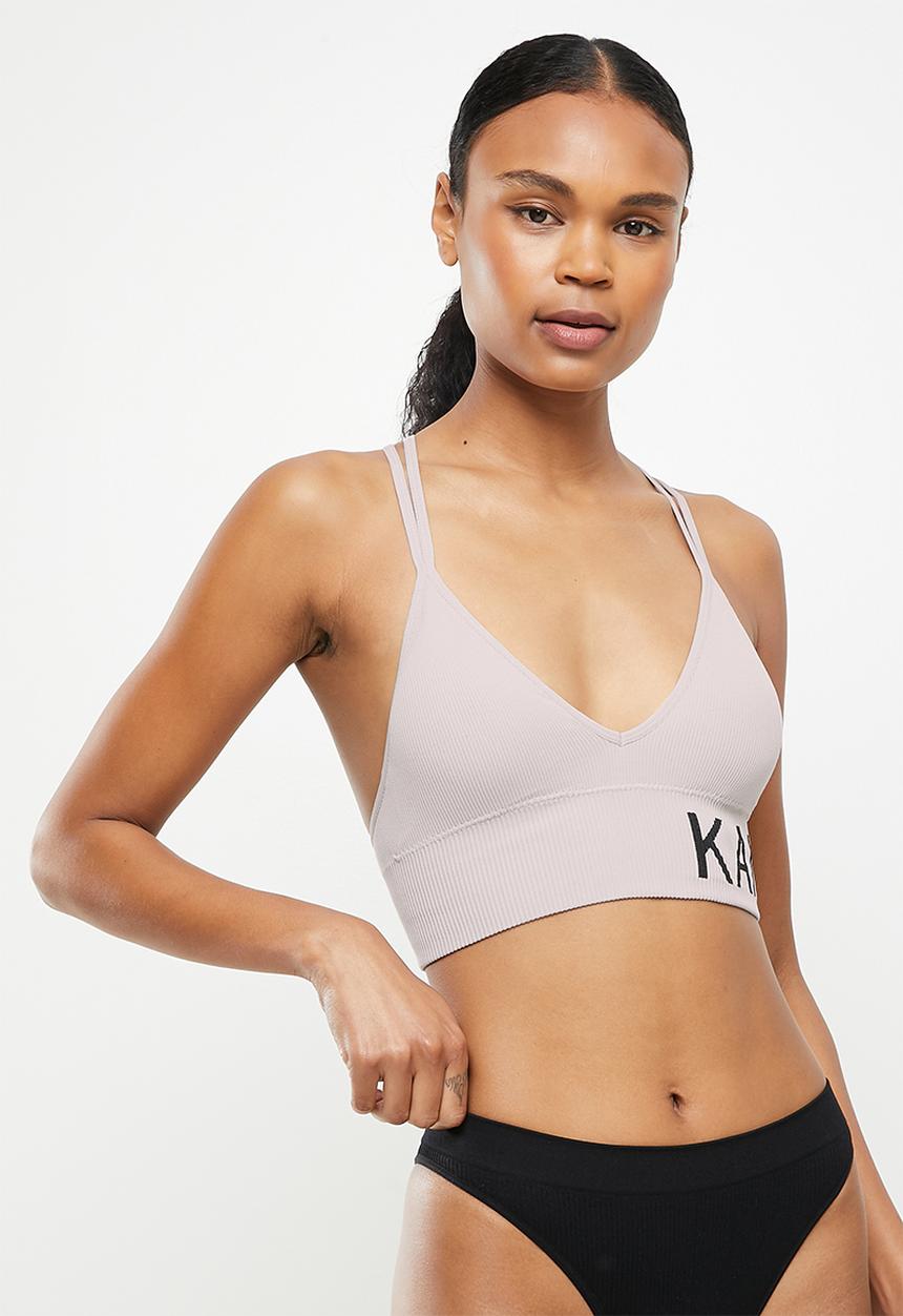 KANGOL - Seamless lace t-back crop - light grey & charcoal