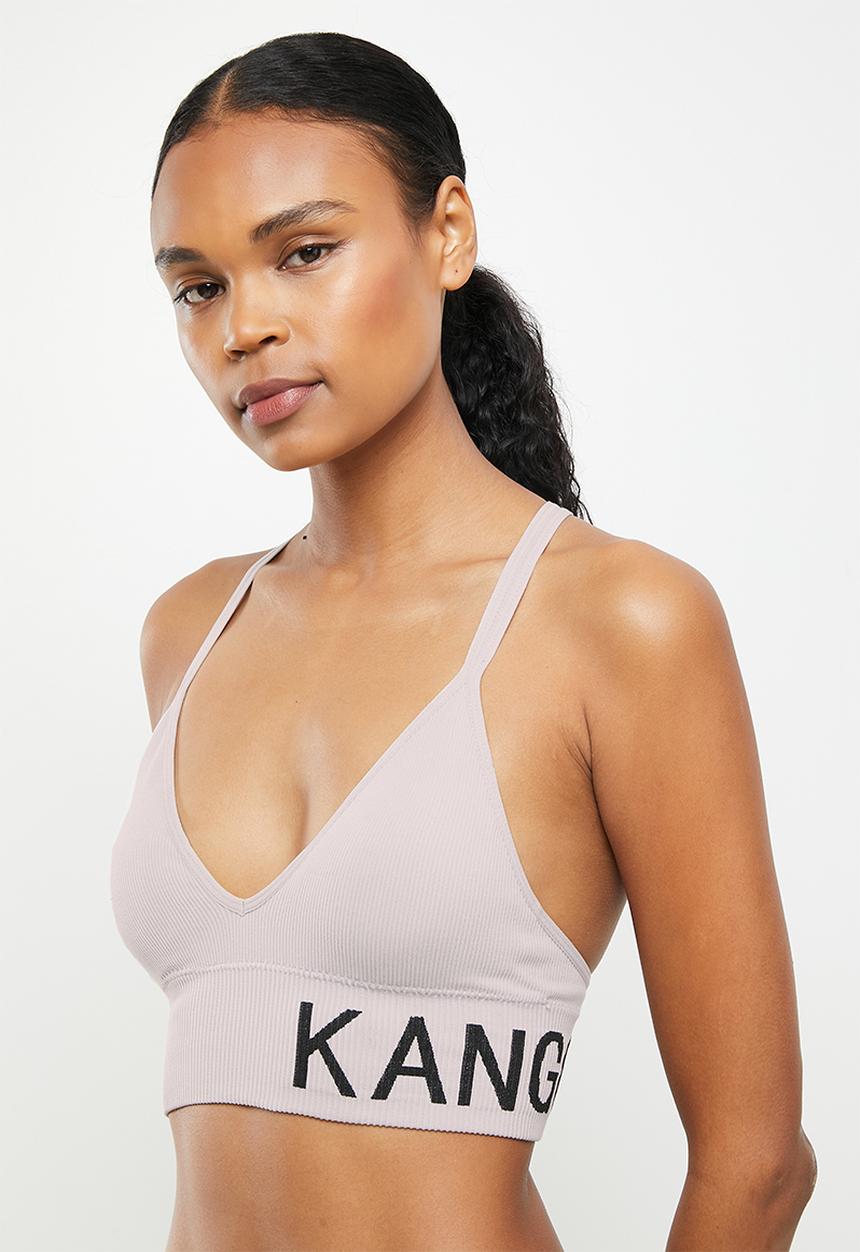 KANGOL - Seamless lace t-back crop - light grey & charcoal