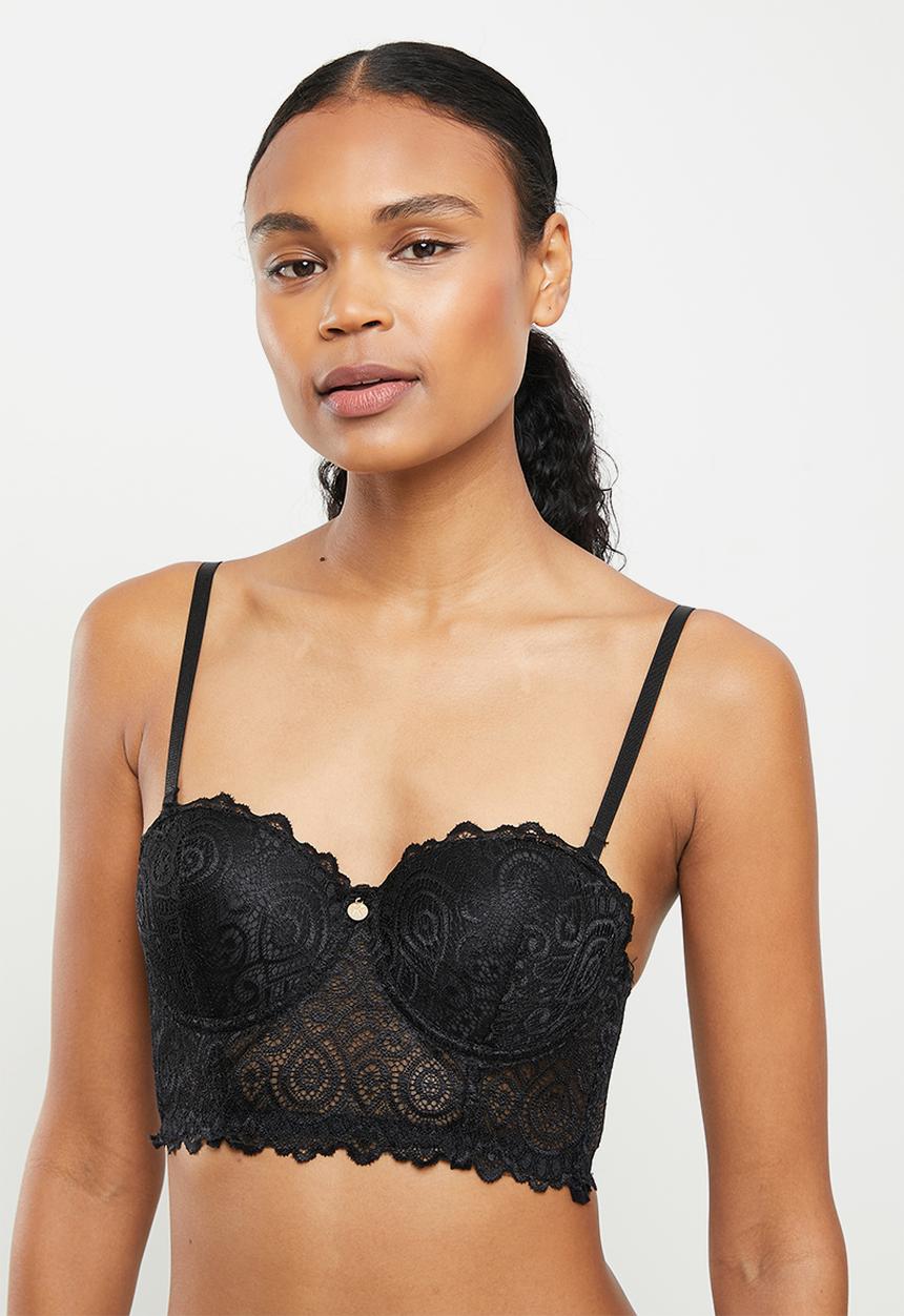 KANGOL - Galloon lace longline balc - black