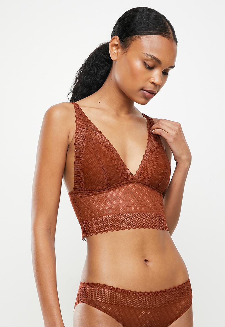 Koton - Lace triangle soft bra - cinnamon