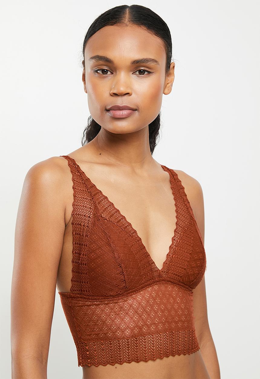 Koton - Lace triangle soft bra - cinnamon