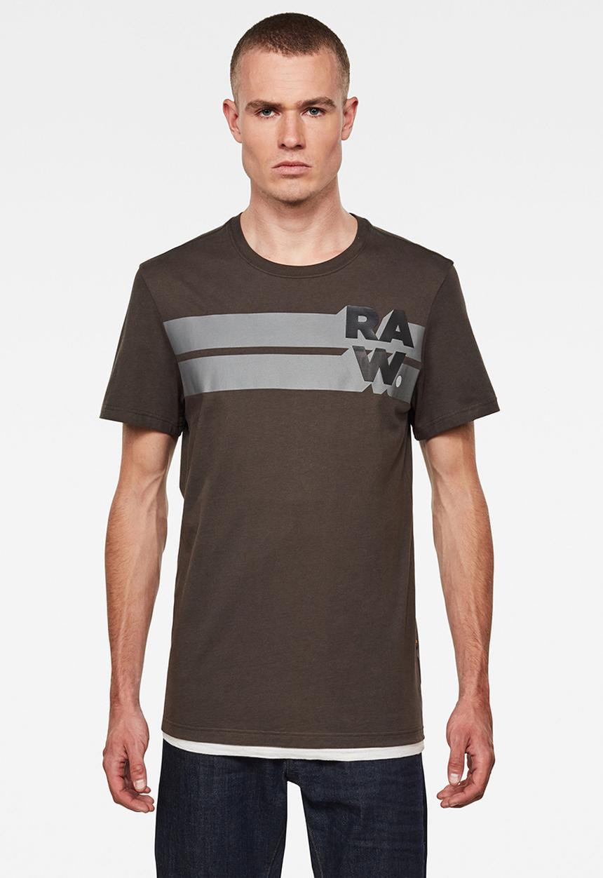 G-STAR - Raw. stripe graphic r t short sleeve - asfalt