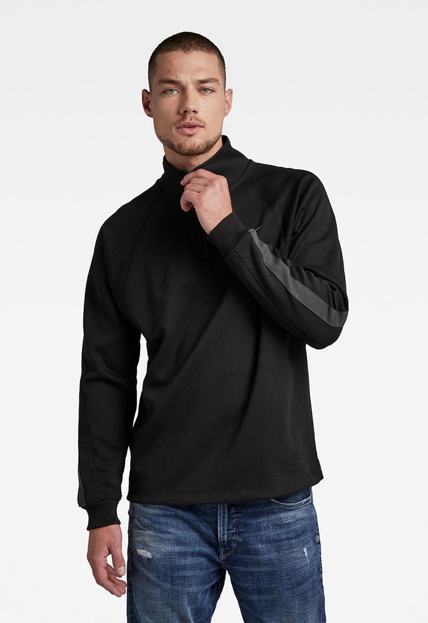 G-STAR - Astro wrap half zip sweater - dark black