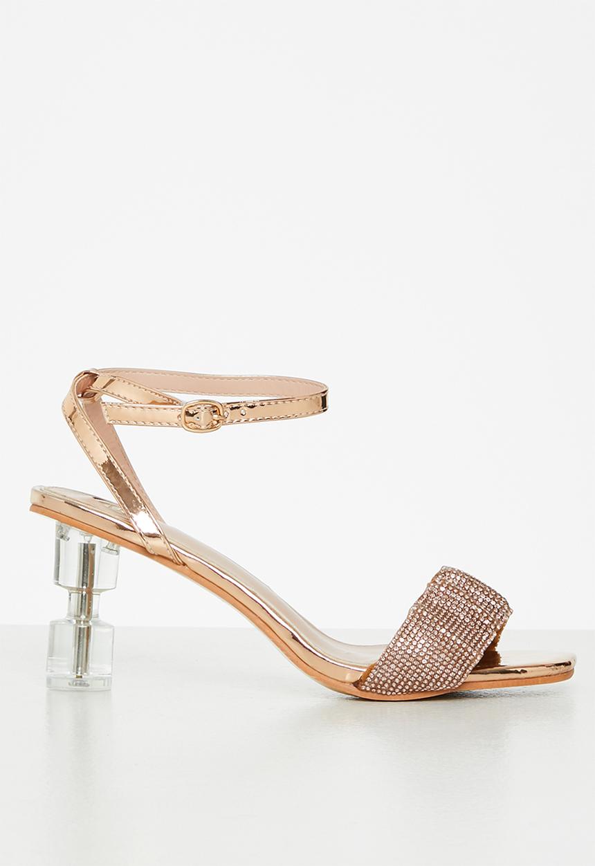 Footwork - Tia ankle cuff clear heel - rose gold