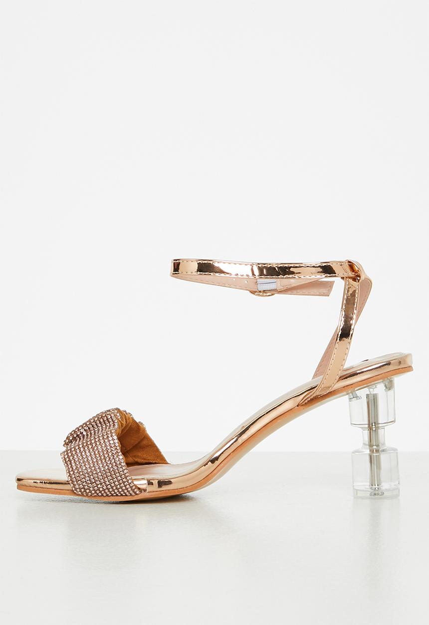 Footwork - Tia ankle cuff clear heel - rose gold