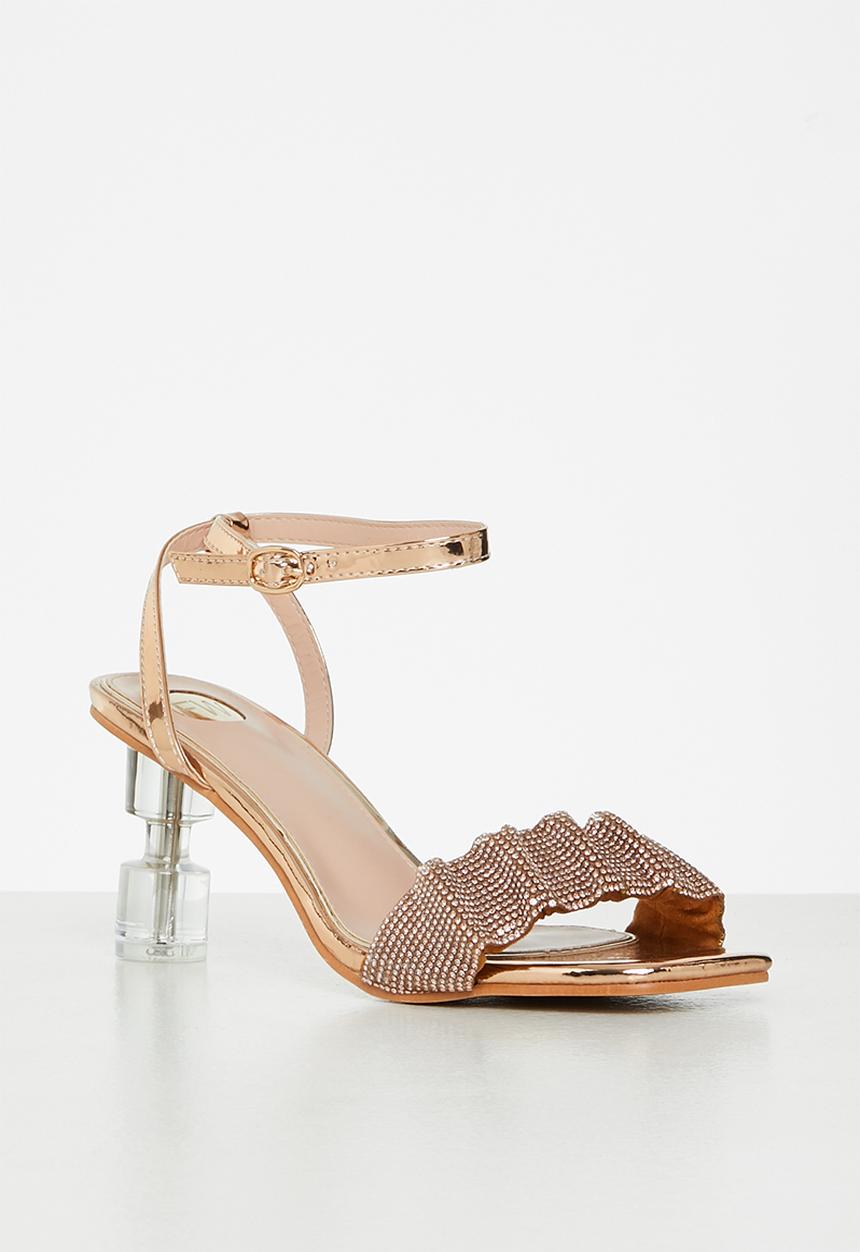 Footwork - Tia ankle cuff clear heel - rose gold