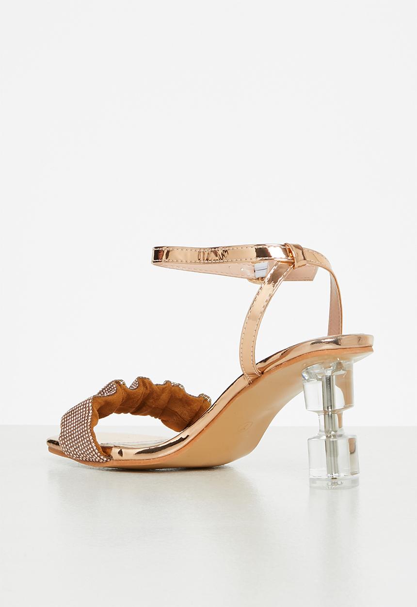 Footwork - Tia ankle cuff clear heel - rose gold