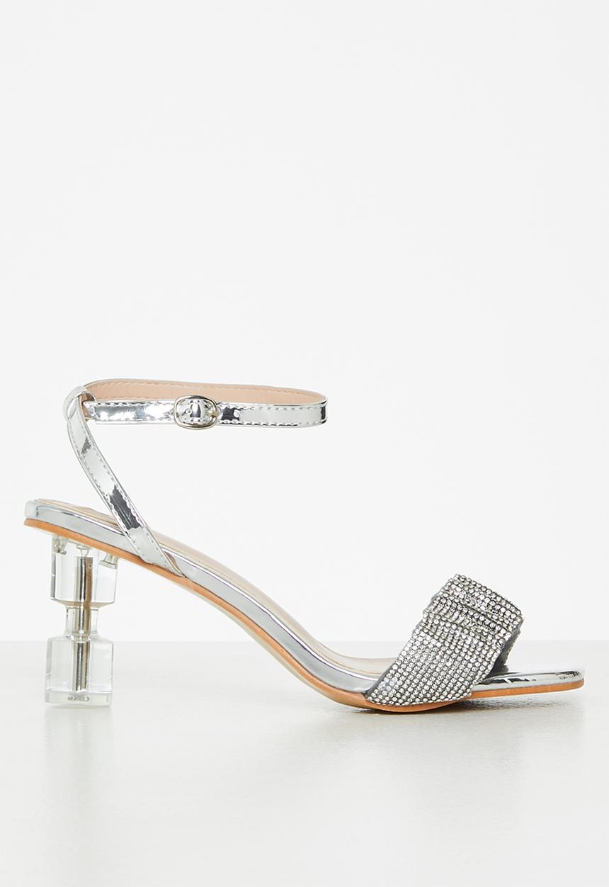 Footwork - Tia ankle cuff clear heel - silver