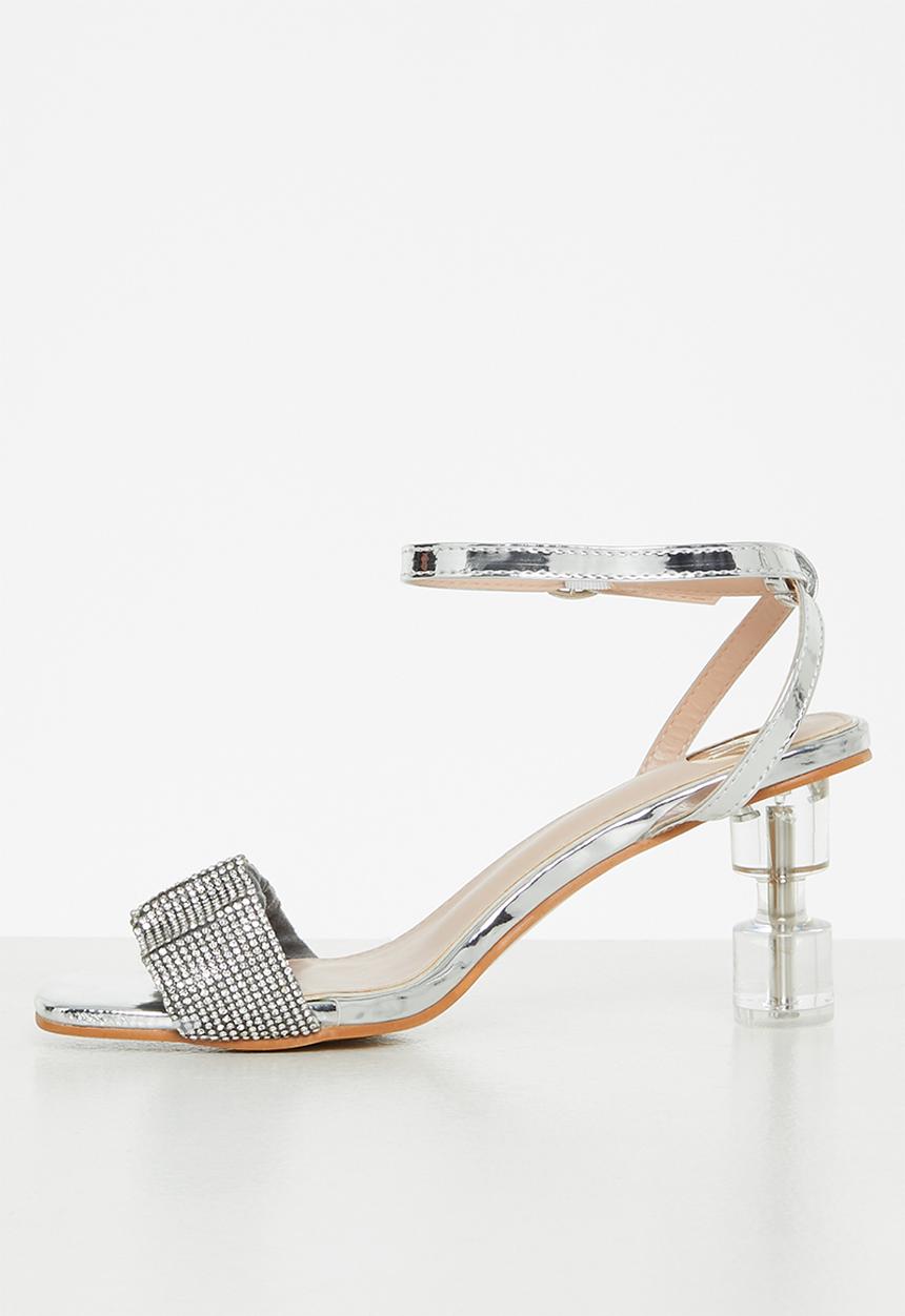 Footwork - Tia ankle cuff clear heel - silver
