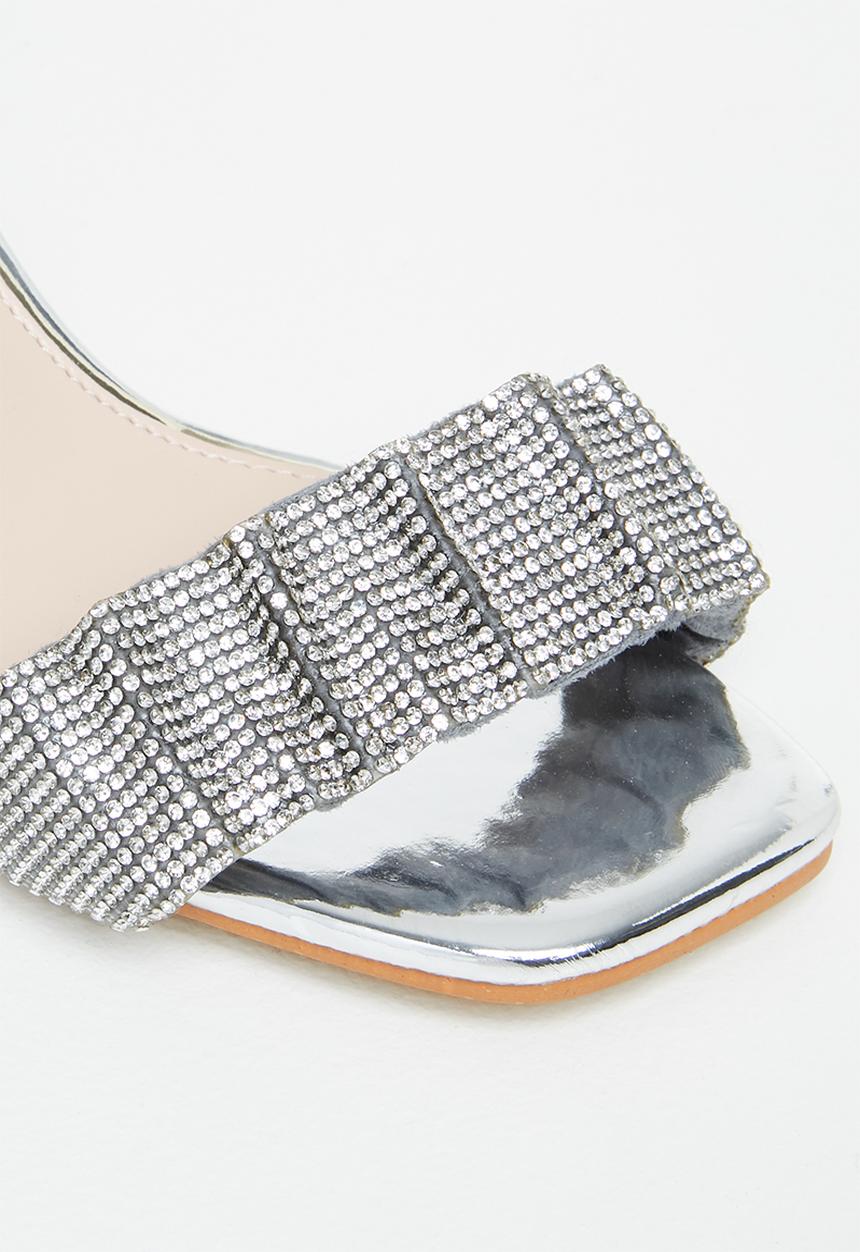 Footwork - Tia ankle cuff clear heel - silver