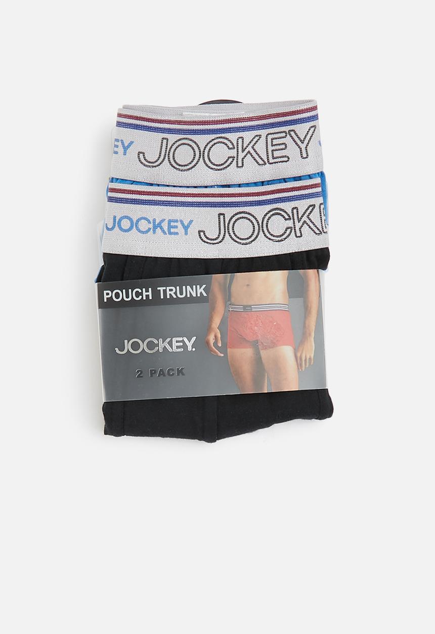 Jockey - 2 pack long leg one up stretch pouch trunk - black & blue