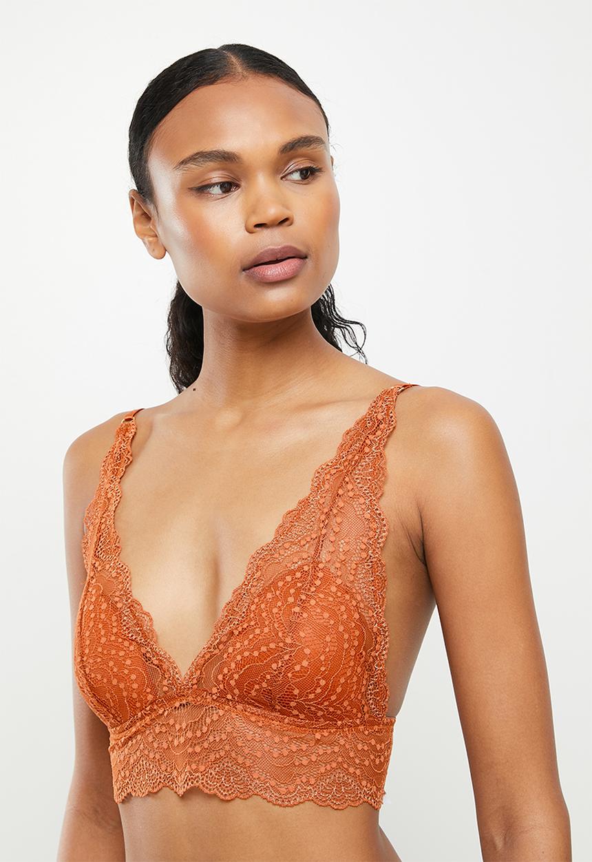 Koton - Lace padded soft bra - burnt orange