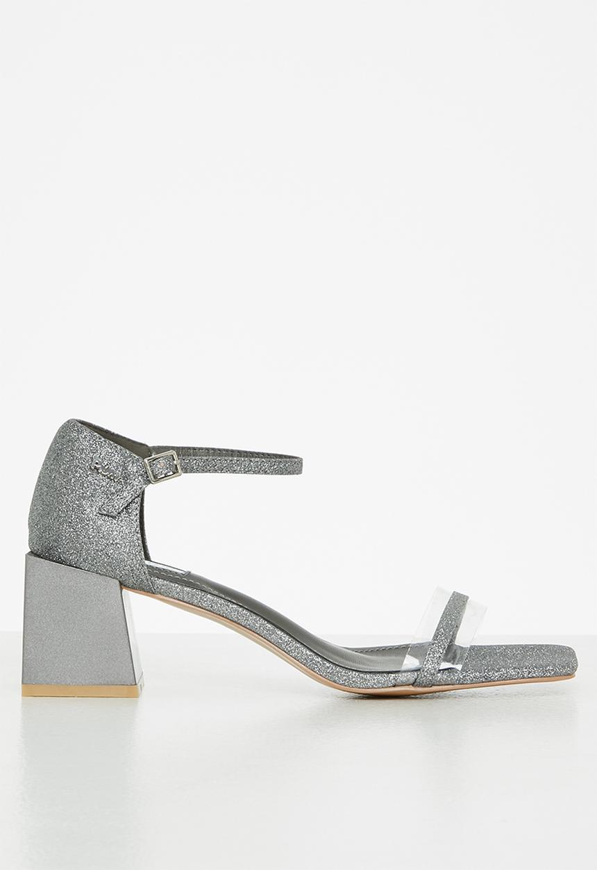 Plum - Holly square toe block heel - pewter