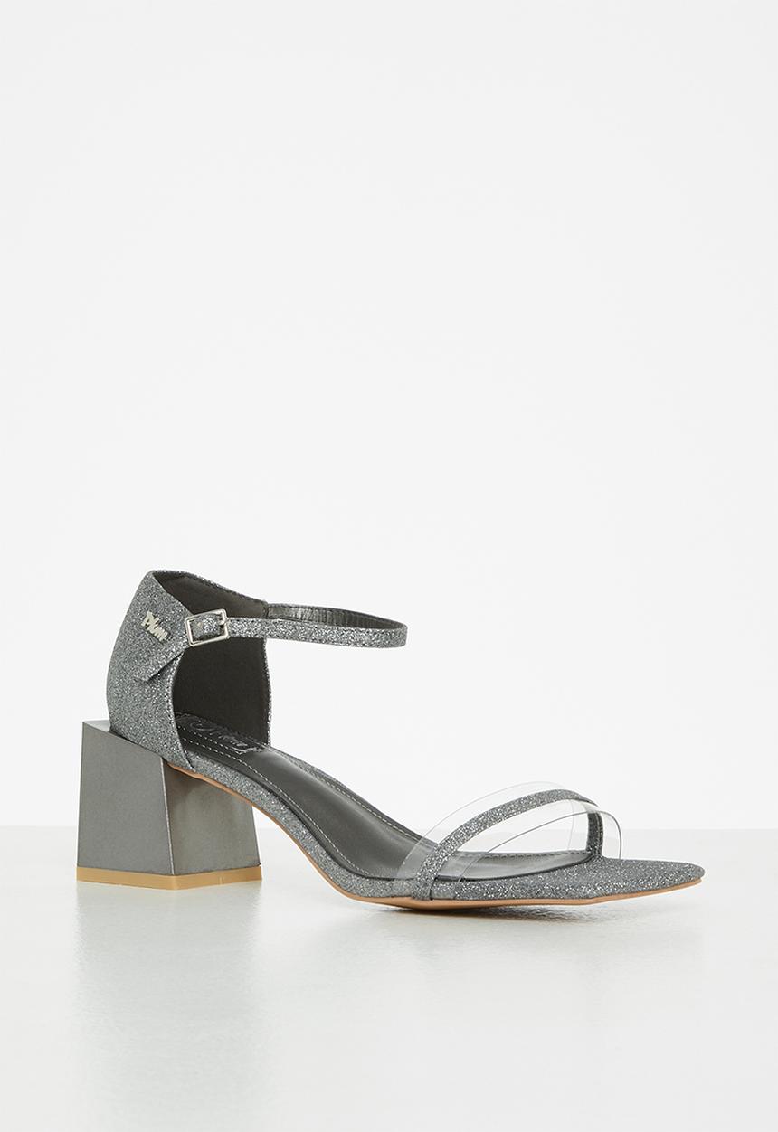 Plum - Holly square toe block heel - pewter