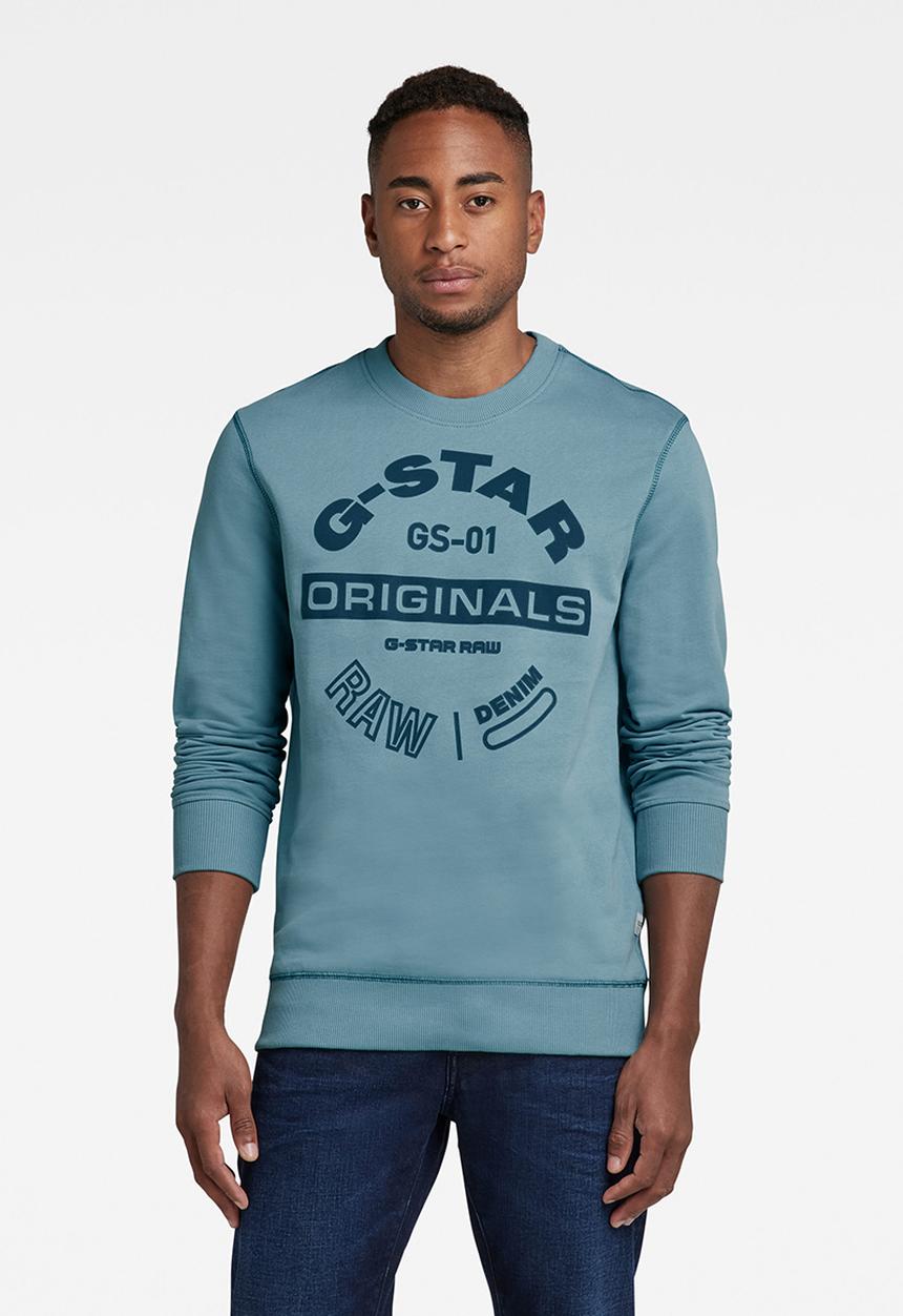 G-STAR - Originals logo gr r sw long sleeve - light bright nickel