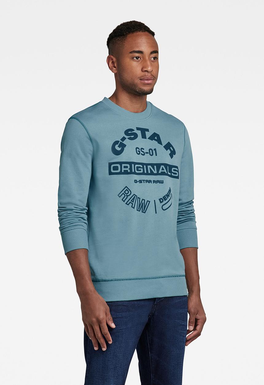 G-STAR - Originals logo gr r sw long sleeve - light bright nickel