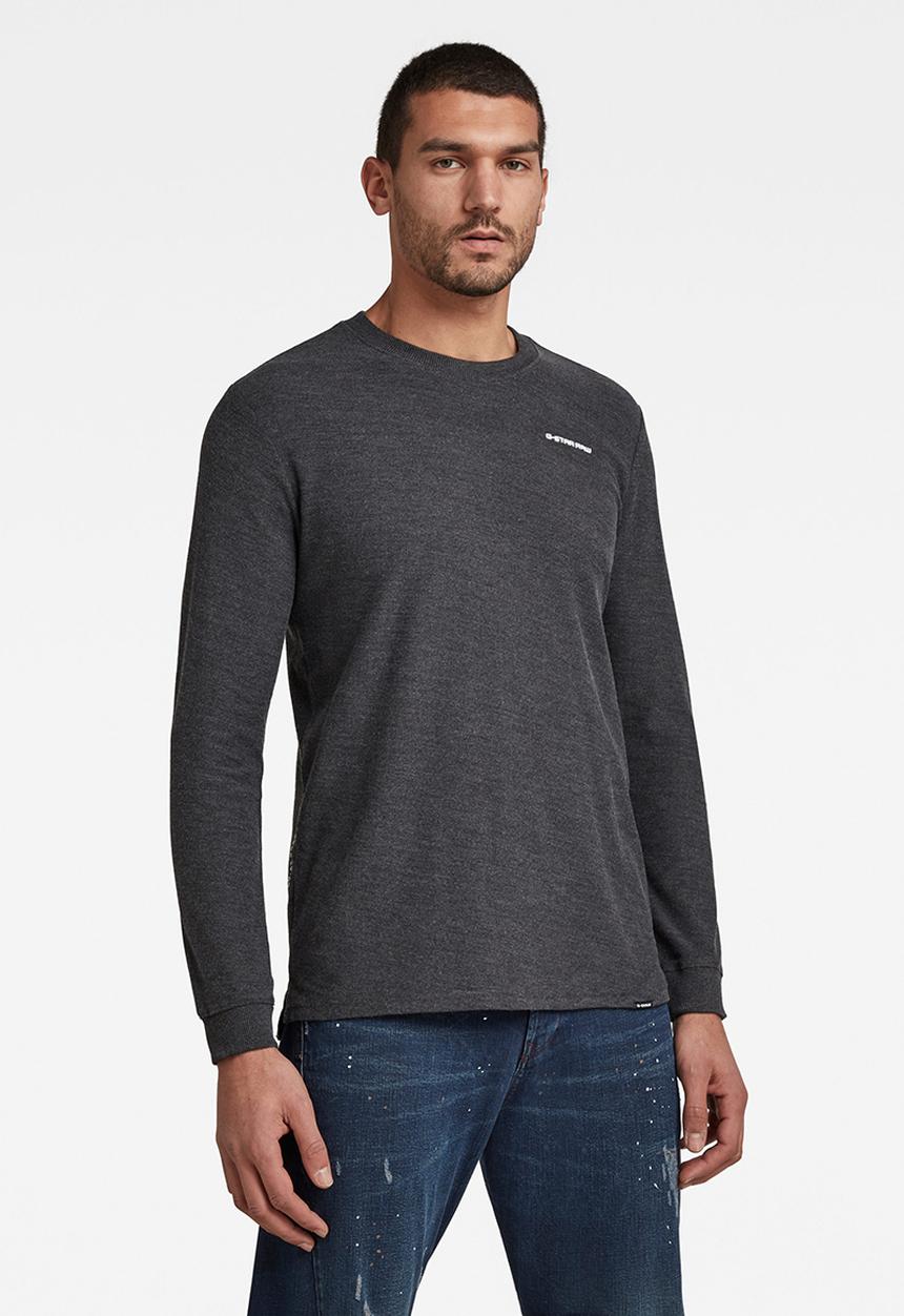 G-STAR - Textured stitch sweater r t long sleeve - dk black htr
