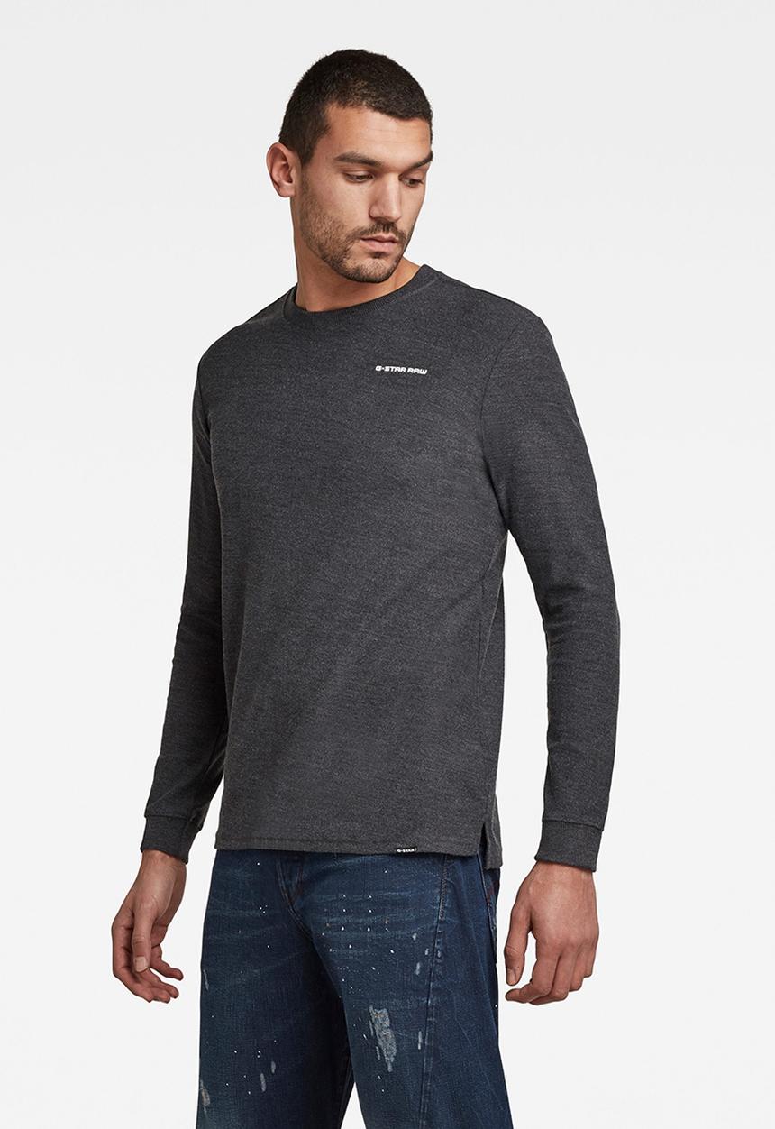 G-STAR - Textured stitch sweater r t long sleeve - dk black htr