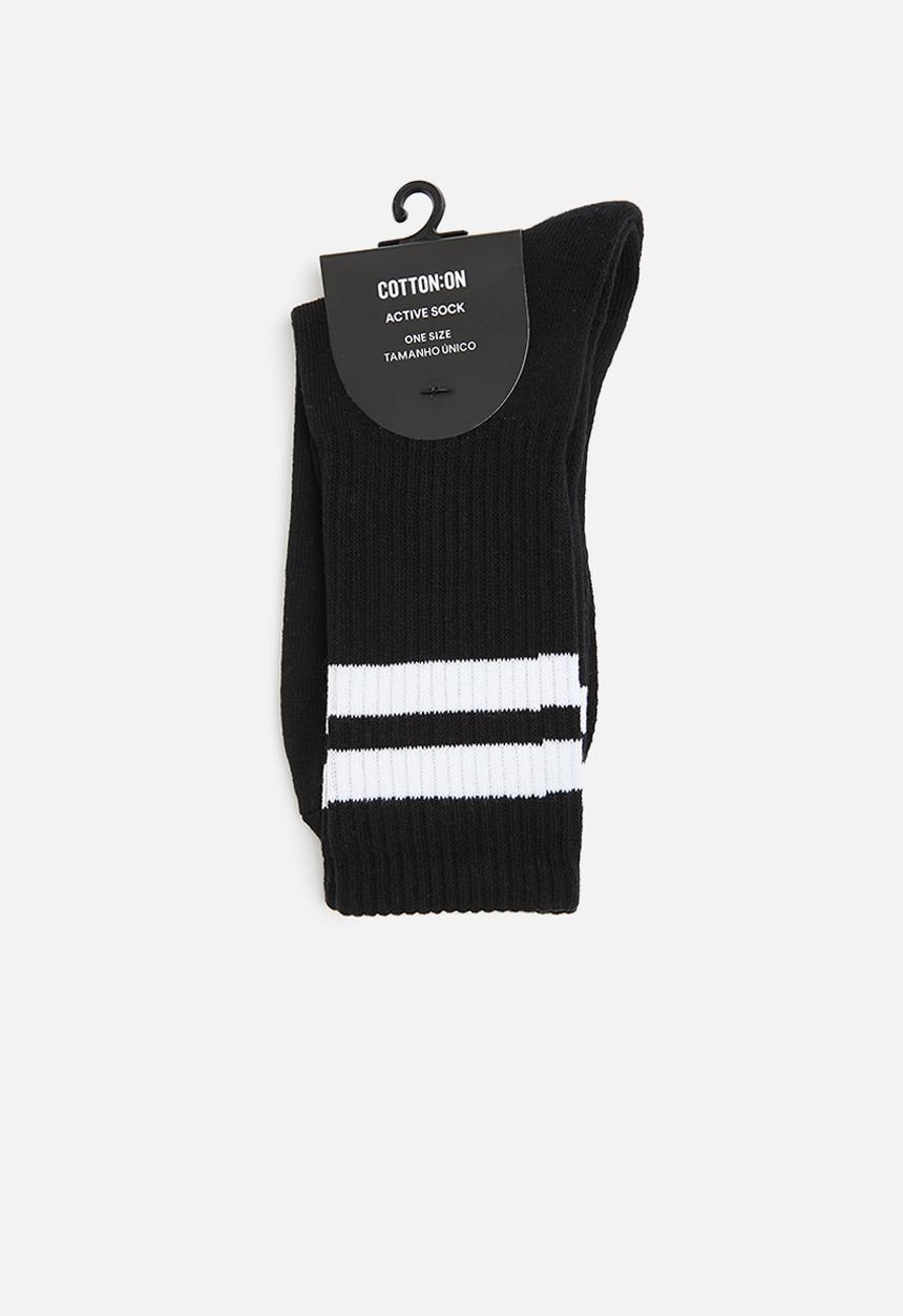 Cotton On - Essential active sock - sports stripe/black