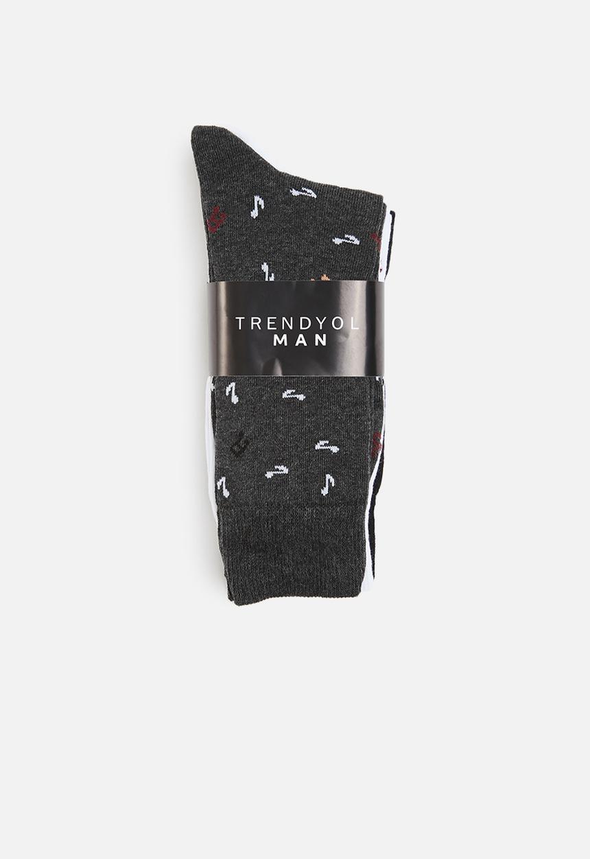 Trendyol - Music notes printed 3 pack socks - multi