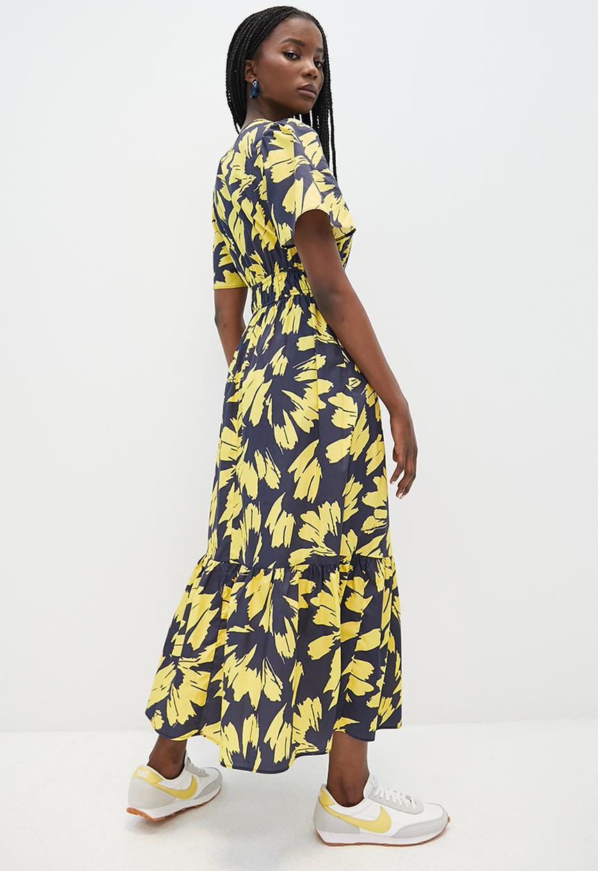 Superbalist - Fit and flare midi - yellow mono leaf
