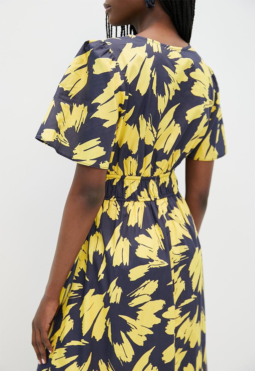 Superbalist - Fit and flare midi - yellow mono leaf