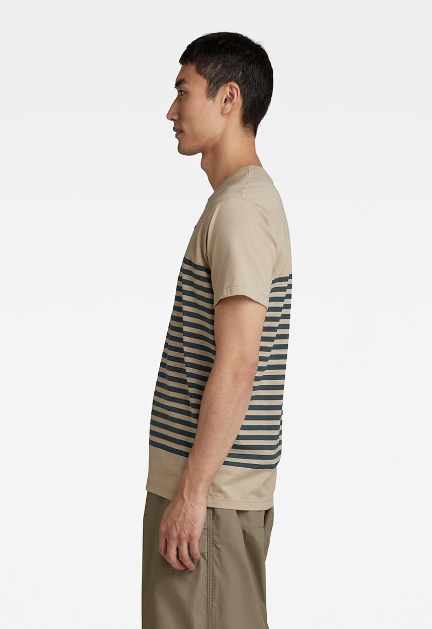 G-STAR - Placed stripe gr r t - westpoint khaki/nitro stripe