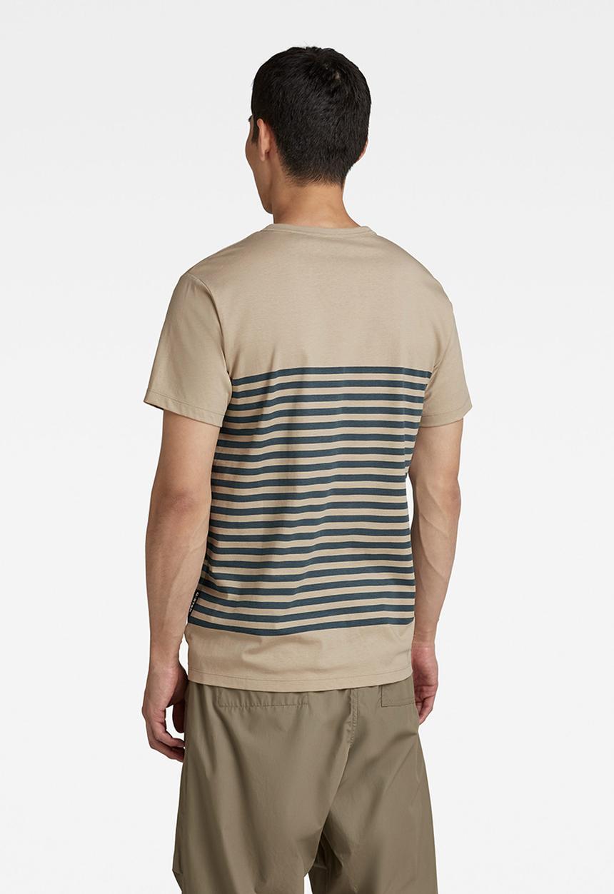 G-STAR - Placed stripe gr r t - westpoint khaki/nitro stripe