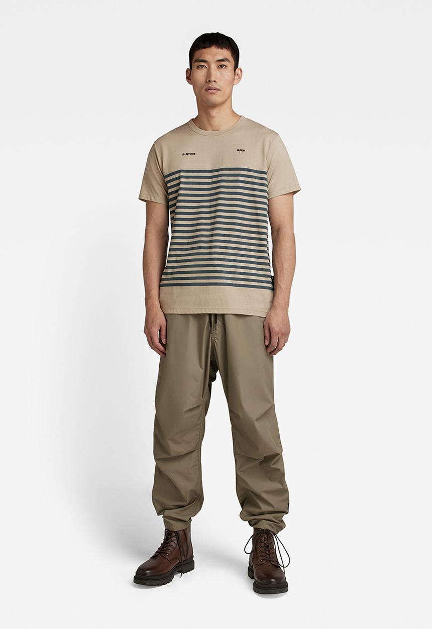 G-STAR - Placed stripe gr r t - westpoint khaki/nitro stripe