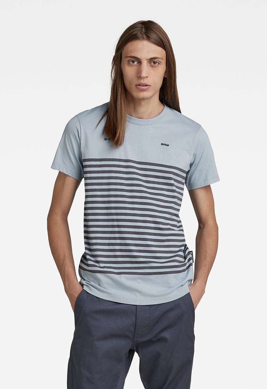G-STAR - Placed stripe gr r t - ash blue/fantem blue stripe