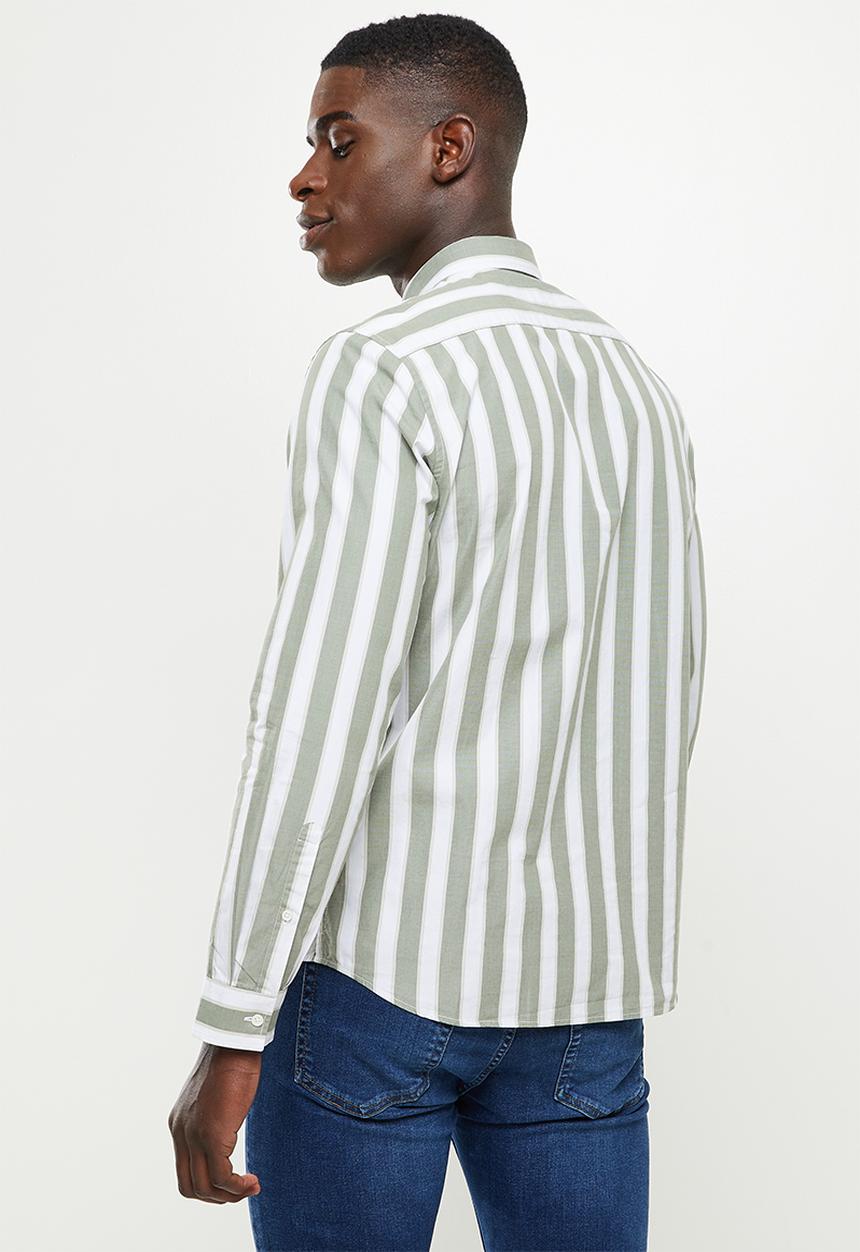 MANGO - Shirt essential - green & white