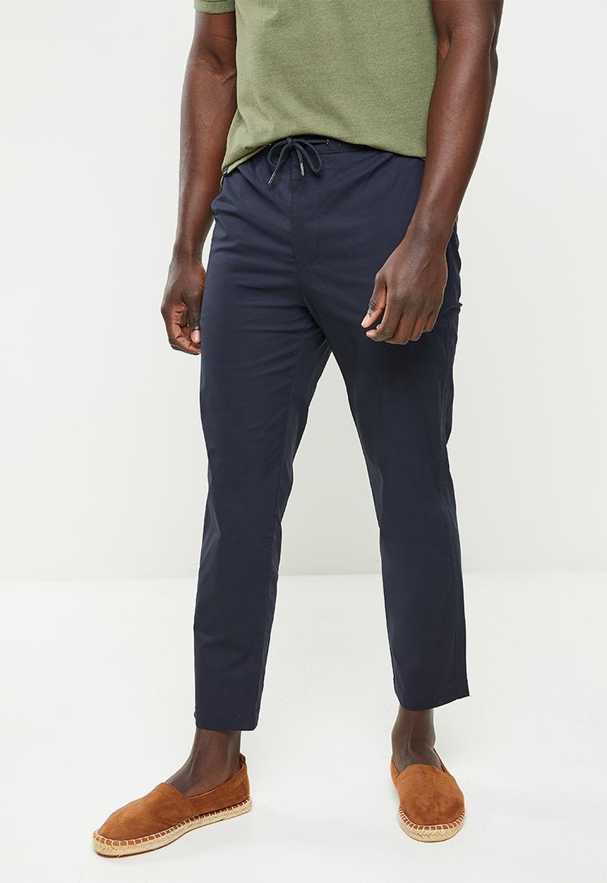 MANGO - Olivo elastic waist cotton trousers - navy 