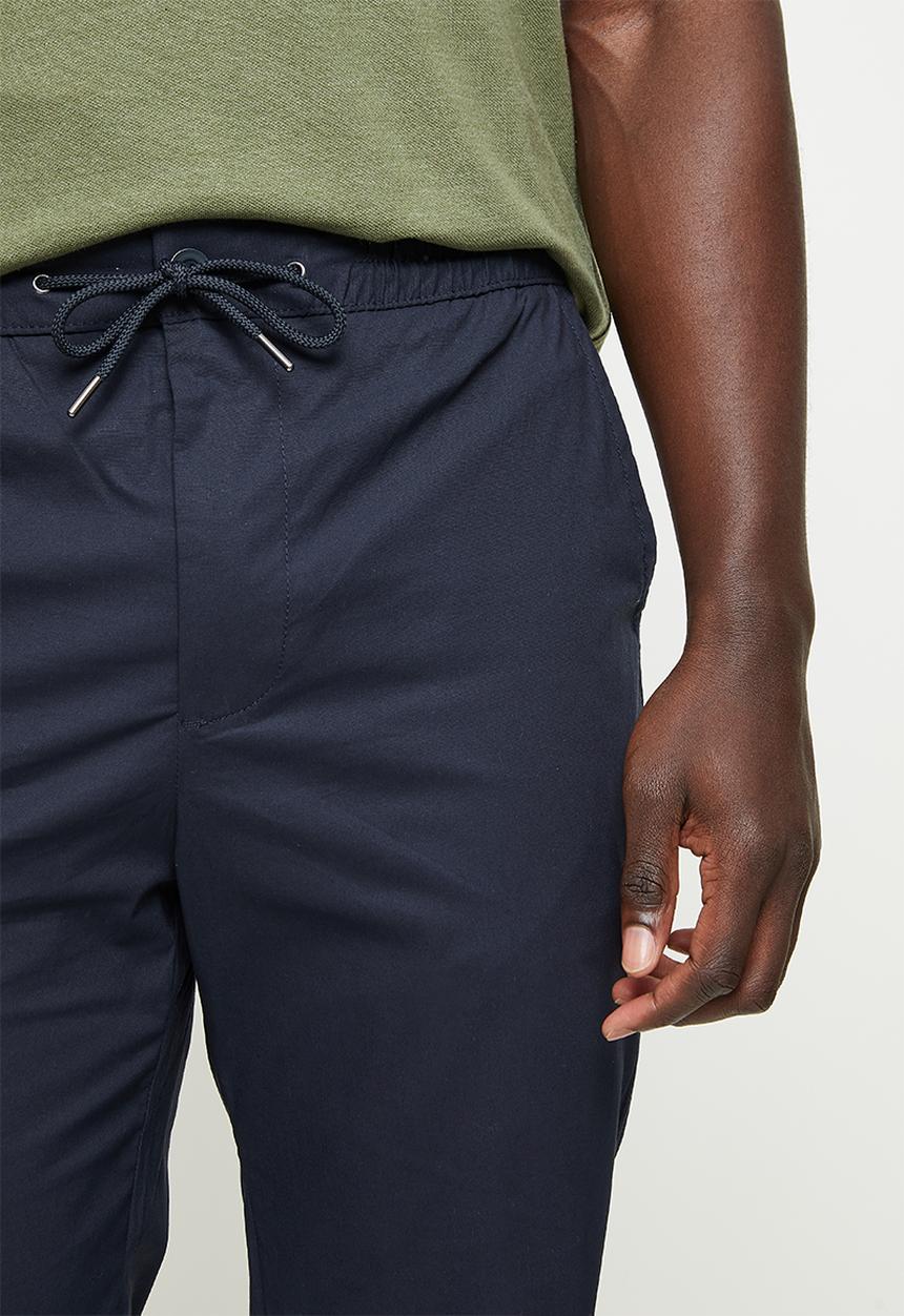 MANGO - Olivo elastic waist cotton trousers - navy 
