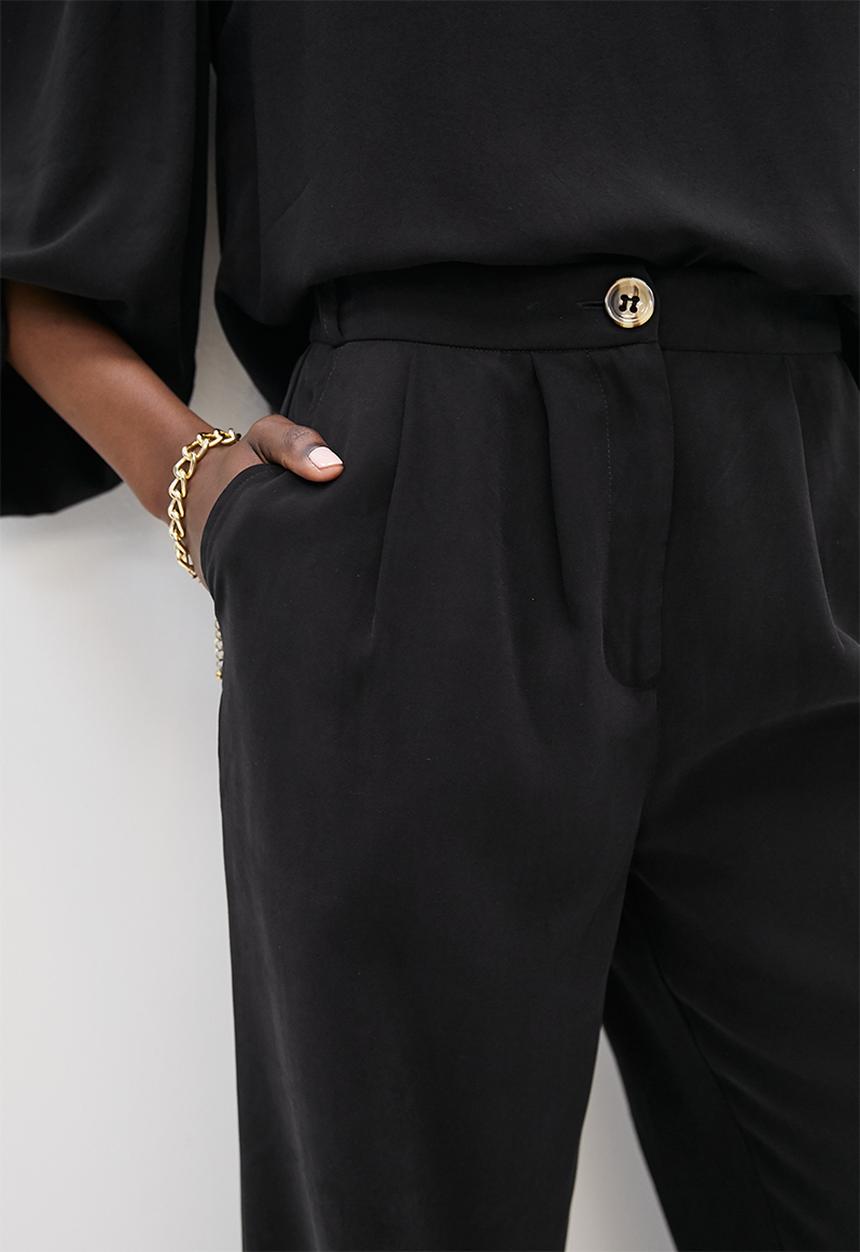 Superbalist - High waisted wide leg trouser - black