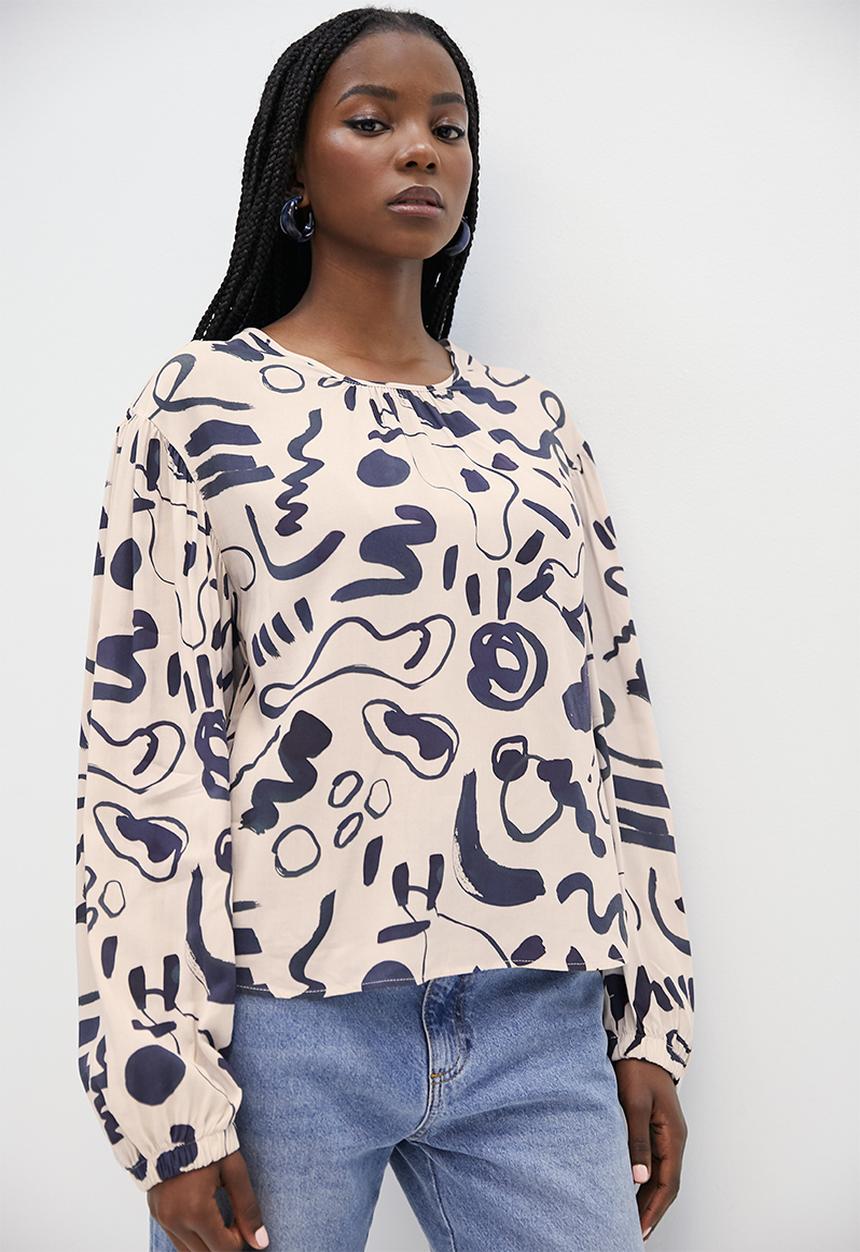 Superbalist - Dramatic sleeve shell - art class print