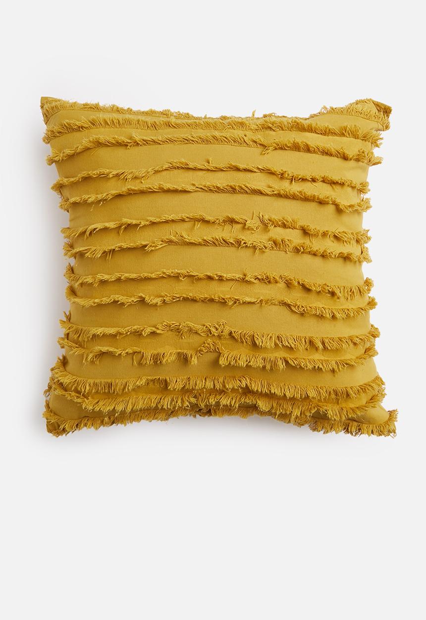 Sixth Floor - Thia fray cushion cover - mustard