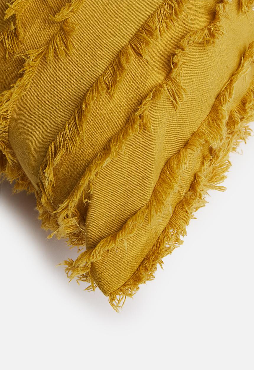 Sixth Floor - Thia fray cushion cover - mustard