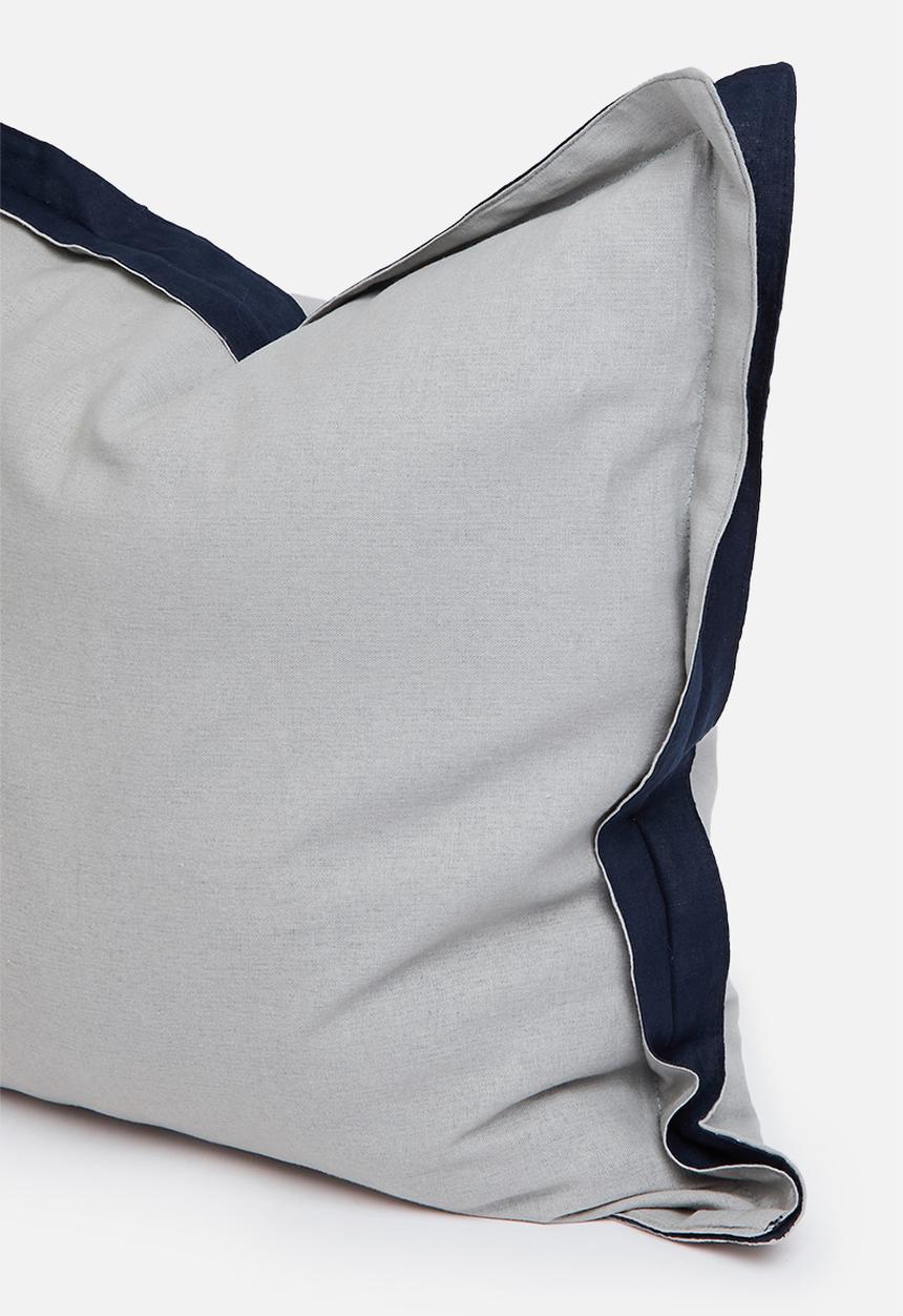 Sixth Floor - Oshun cushion cover - light sage & navy