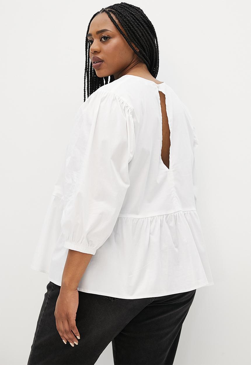 Superbalist - Gauged sleeve poplin shell - white