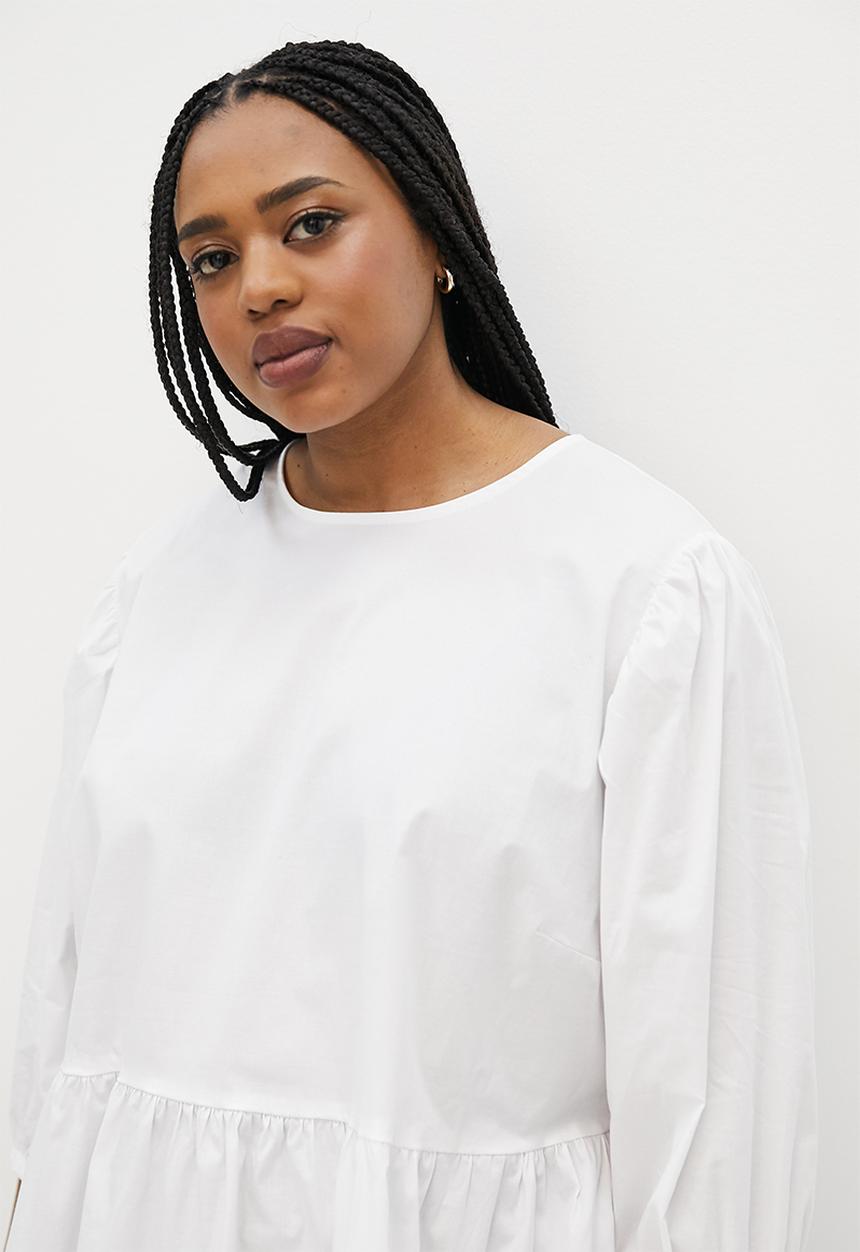 Superbalist - Gauged sleeve poplin shell - white
