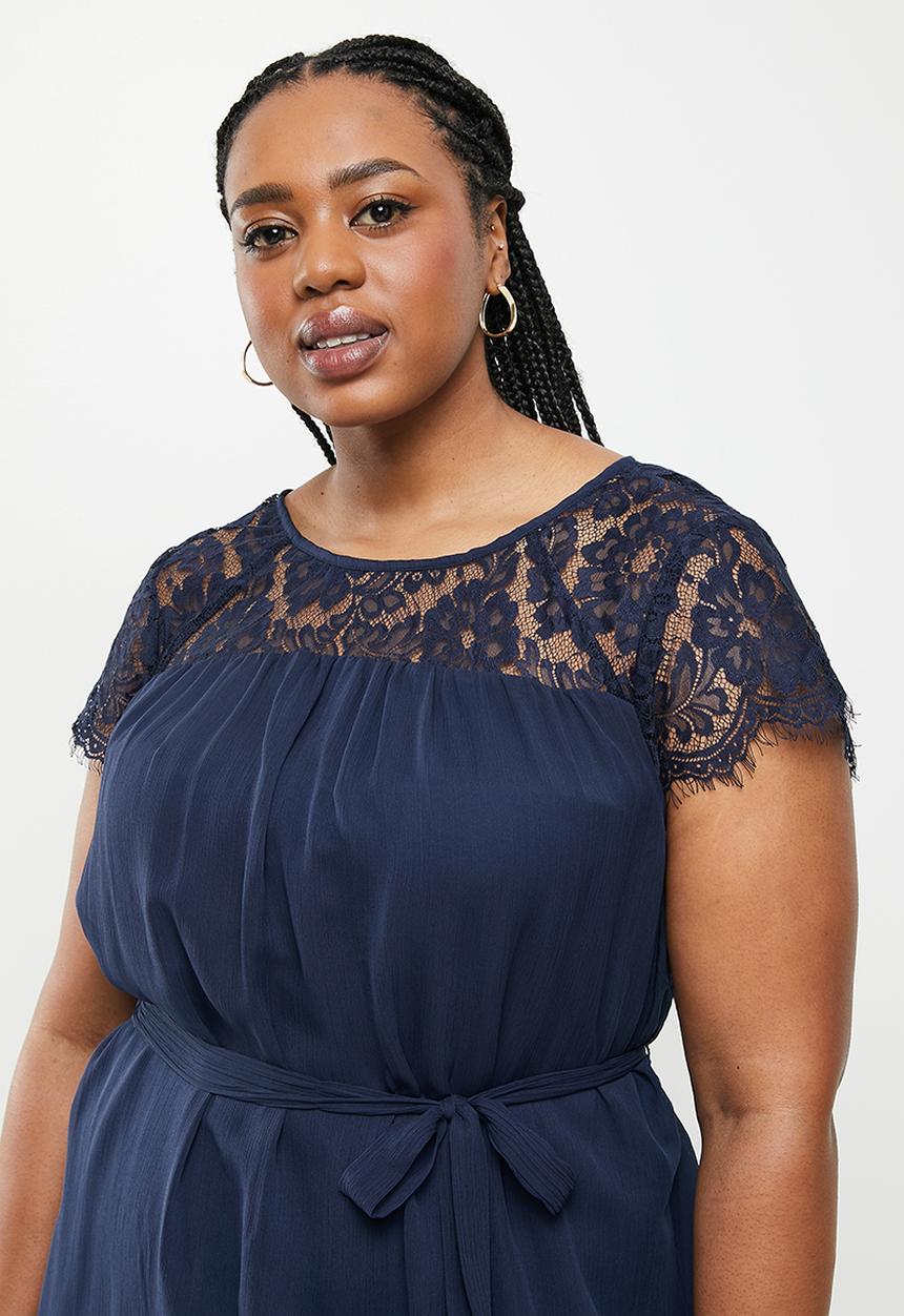Vero Moda - Plus Carolina short sleeve dress - navy 