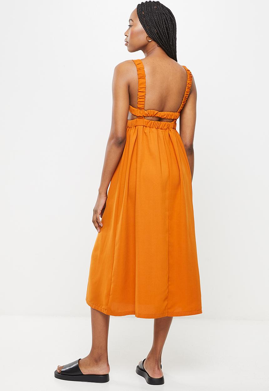 dailyfriday - Open back midi dress - tan